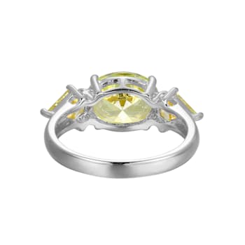 Green Cubic Zirconia Platinum Over Sterling Silver August Birthstone
Ring 4.79ctw