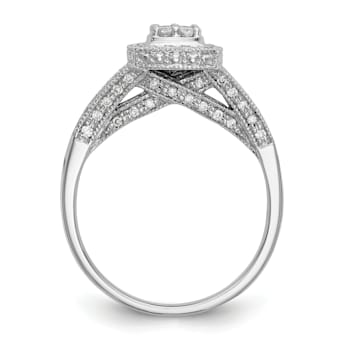 Rhodium Over 14K White Gold Lab Grown Diamond Cluster Engagement Ring 0.508ctw