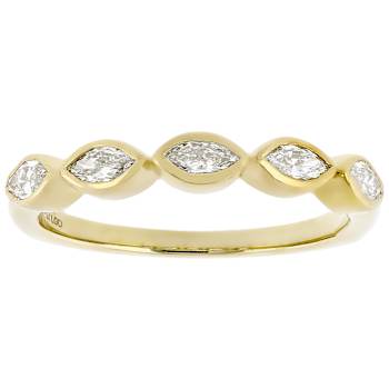 Polished Lab-Grown Marquise Diamond Band Ring In 10K Gold