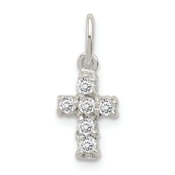 Sterling Silver Cubic Zirconia Cross Charm