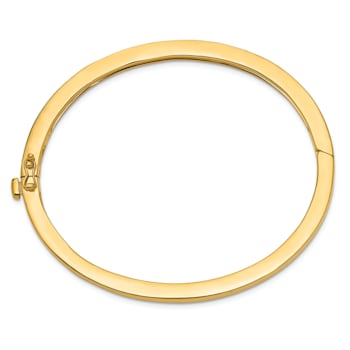 14k Yellow Gold 3.6mm Polished Solid Hinged Bangle