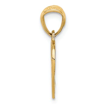 14k Yellow Gold Textured Basketball and Hoop Pendant