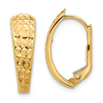 14k Yellow Gold Polished and Diamond-Cut 3/4" Hoop Earrings