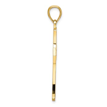 14k Yellow Gold Polished Double Cross Pendant