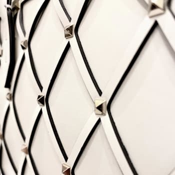 Valentino Garavani Beehive Lattice Ivory Studded Leather Crossbody Tote Bag