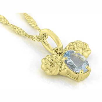 AquamarIne Solitaire Pendant Necklace In 18K Gold Over Sterling Silver