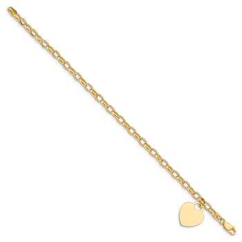14k Yellow Gold Heart Charm Bracelet