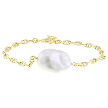 Freshwater Pearl Station Bracelet In 18K Gold Over Sterling Silver
