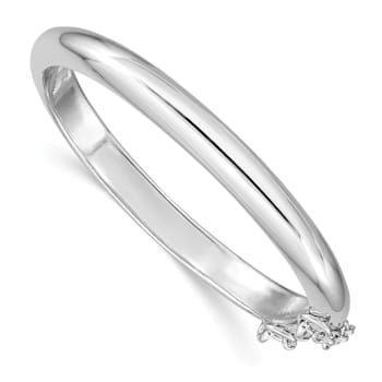 Rhodium Over Sterling Silver Polished 5mm with Safety Hinged Children's Bangle