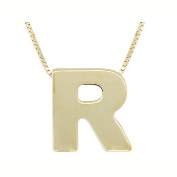 Block Letter R Initial Necklace In 10K Yellow Gold