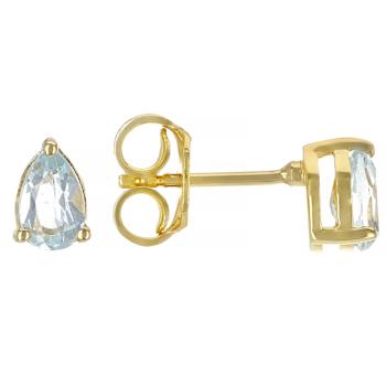 Sky Blue Topaz Pear Shape Stud Earrings In 18K Gold Over Sterling Silver
