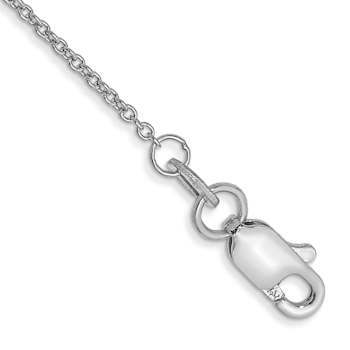 Rhodium Over 10k White Gold Round Open Link Cable Link Anklet