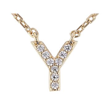 CZ Initial Y Station Necklace In 18K Gold Over Sterling Silver 0.08ctw