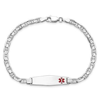 Rhodium Over 14k White Gold Medical Soft Diamond Shape Red Enamel
Mariner Link ID Bracelet