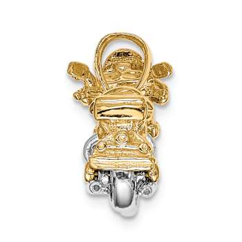 14k Two-tone Gold Textured 3D Moveable Motorcycle Pendant