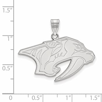 Rhodium Over Sterling Silver  NHL LogoArt Nashville Predators Large Pendant