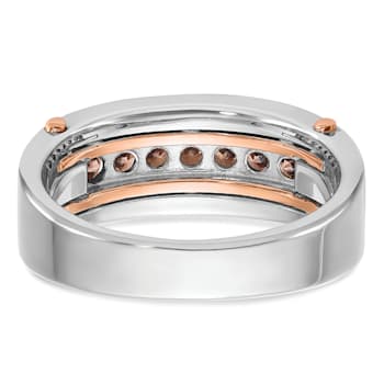 10K Rose Gold Men's Satin Brown Diamond Ring 0.49ctw