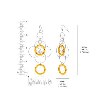 Rhodium Over Sterling Silver Orange Acrylic Floral Drop Earrings