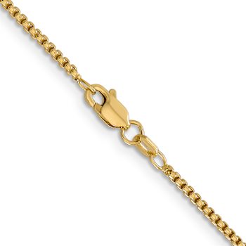 14k Yellow Gold 1.5mm Hollow Round Box Chain 22"