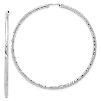 Rhodium Over 14k White Gold Polished, Satin and Diamond-Cut 2 1/8"
Endless Hoop Earrings