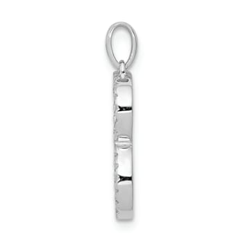 Rhodium Over 14K White Gold Diamond Letter B Initial Pendant
