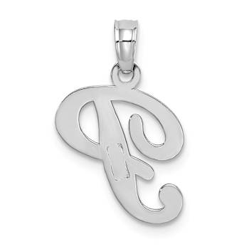 Rhodium Over 14k White Gold Polished Script Letter P Initial Pendant