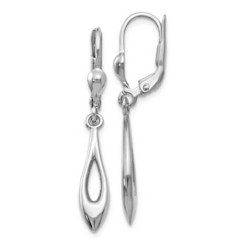 Rhodium Over 14k White Gold Polished Teardrop Dangle Earrings