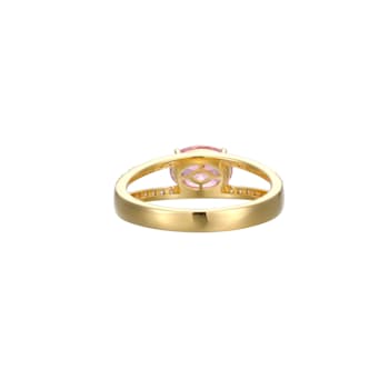 Pink And White Cubic Zirconia 18K Gold Over Sterling Silver Ring 1.72ctw