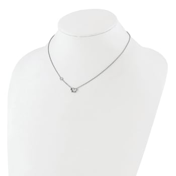 Rhodium Over Sterling Silver Cubic Zirconia and Butterfly with 2-inch
Extension Children's Necklace