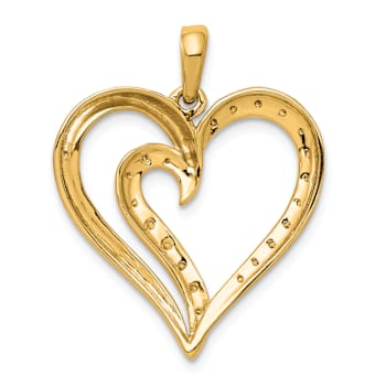 14K Two-tone Gold  Diamonds Heart Pendant