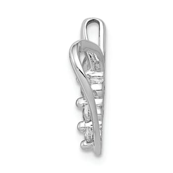 Rhodium Over 14k White Gold Diamond 3-stone Heart Pendant