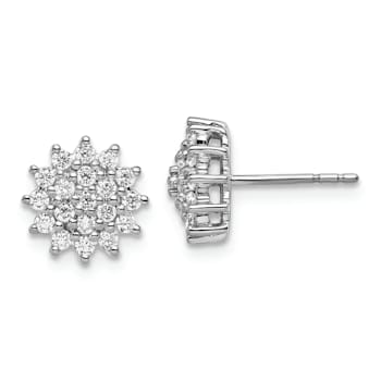 Rhodium Over 14K White Gold Lab Grown Diamond SI1/SI2, G H I, Cluster
Post Earrings