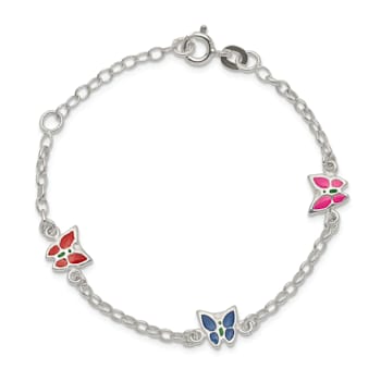 Sterling Silver Multi-color Enamel Butterfly with 1-inch Extensions
Children's Bracelet