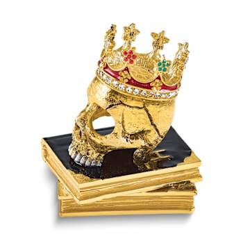 SHAKESPEARE Crowned Skull on Books Trinket Box