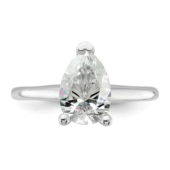 Rhodium Over 14K White Gold 2 ct. G H I True Light Pear Moissanite
Solitaire Ring