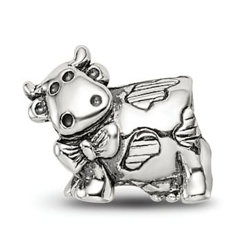 Sterling Silver Cow with Bow Bead