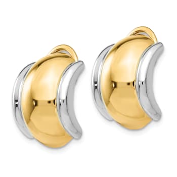 14k Yellow Gold and Rhodium Over 14k Yellow Gold Non-pierced Stud Earrings