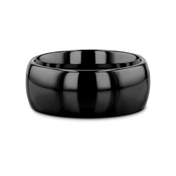 RAVEN Domed Black Tungsten Wedding Band 8mm