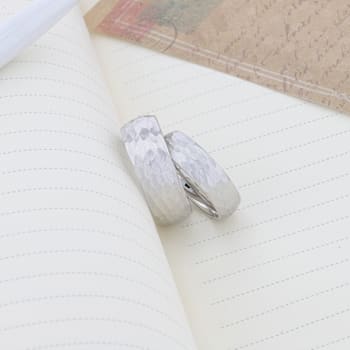 CHANDLER Domed Hammered Finish White Tungsten Ring 6mm