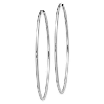 Rhodium Over 14k White Gold Polished 2 3/16" Endless Hoop Earrings
