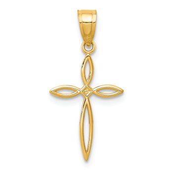 14k Yellow Gold 3D Passion Cross Charm
