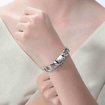 Interwoven CZ Pave Statement Bracelet In Sterling Silver