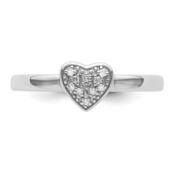 Sterling Silver Stackable Expressions Heart Diamond Ring 0.05ctw