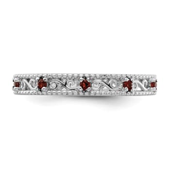 Sterling Silver Stackable Expressions Garnet Ring 0.22ctw