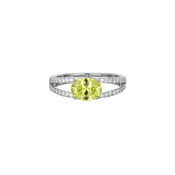 Green And White Cubic Zirconia Platinum Over Sterling Silver Ring 2.41ctw