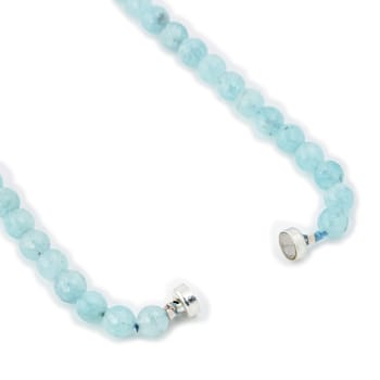Aquamarine Beaded Sterling Silver Necklace 200.00ctw