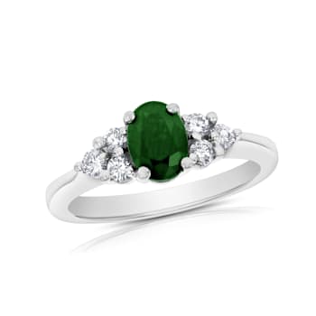 0.95ctw Emerald and Diamond Ring in 14k White Gold