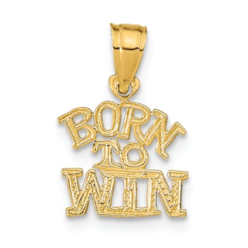 14k Yellow Gold Textured Born To Win Pendant