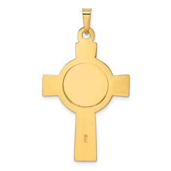 14K Yellow Gold Cross with St. Jude Medal Pendant