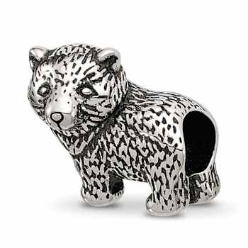 Sterling Silver Antiqued Bear Bead